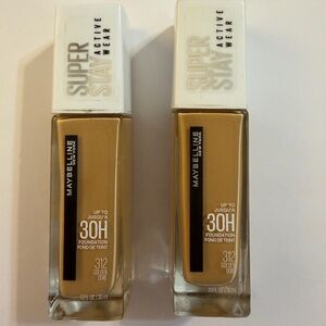 Lot of 2 MAYBELLINE SUPERSTAY ACTIVE WEAR FOUNDATION 312 GOLDEN 1 fl oz NEW
